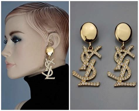 fake ysl earrings|ysl rhinestone earrings.